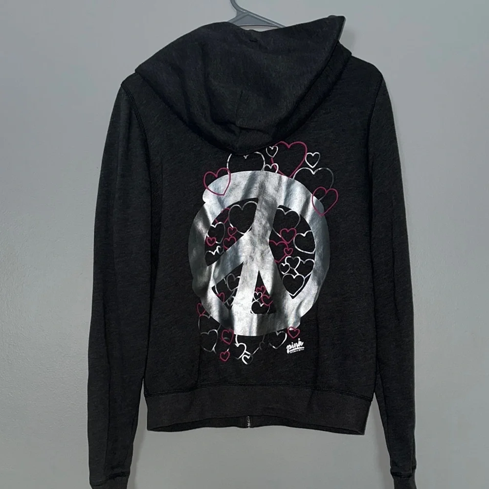 PINK Victoria's Secret Gray and Pink Zip-Up Hoodie